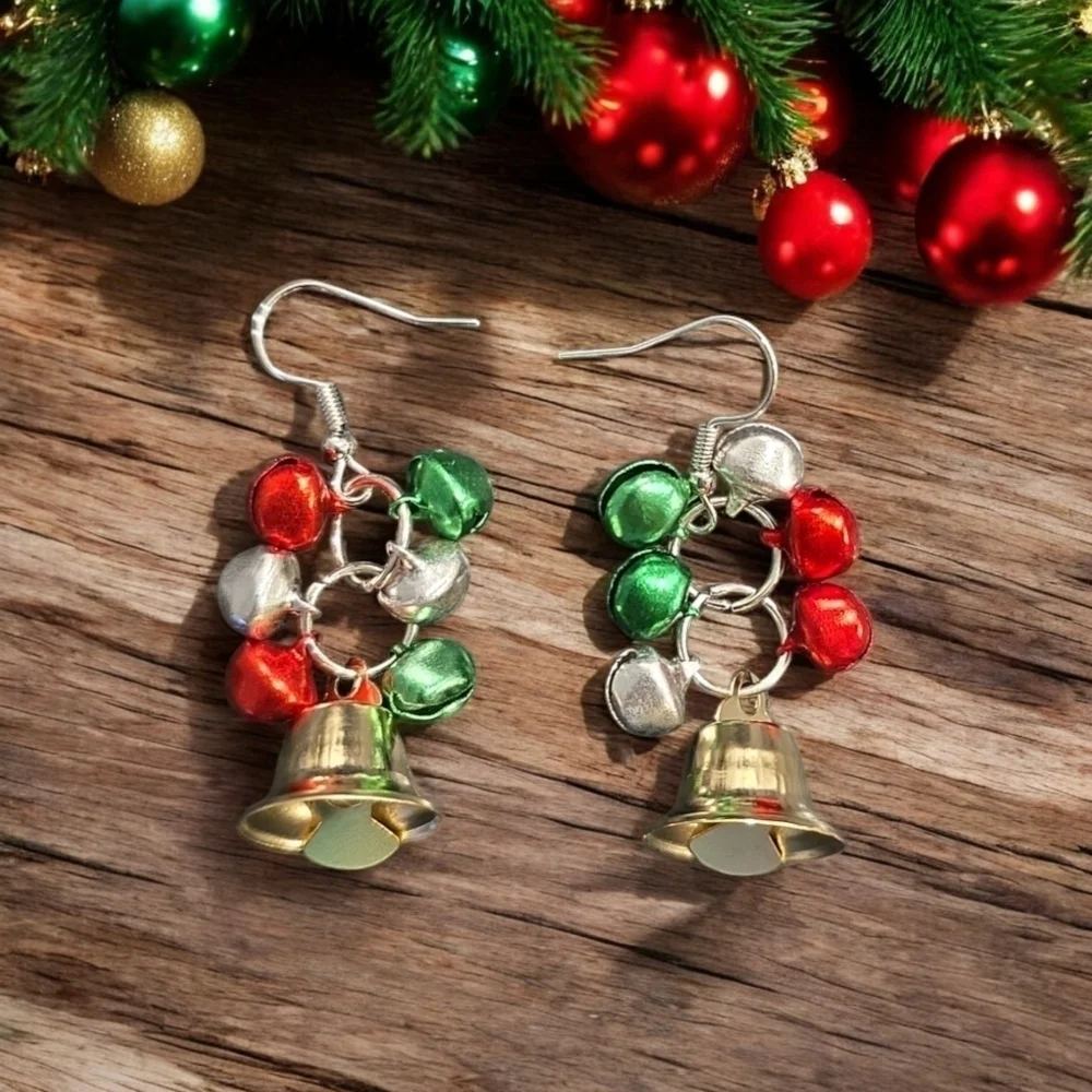 Bells Holiday Festive Dangle Earrings